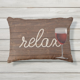 relax nautical rope on teak wood outdoor pillow
