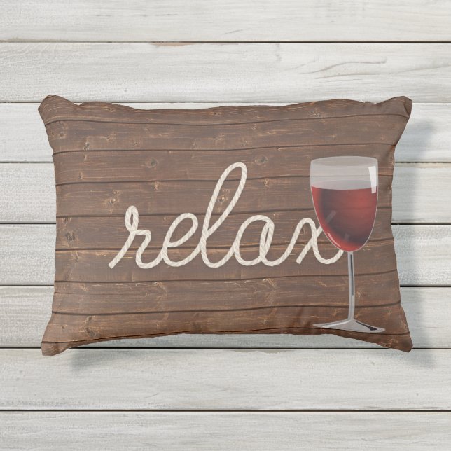 relax nautical rope on teak wood outdoor pillow (Front)
