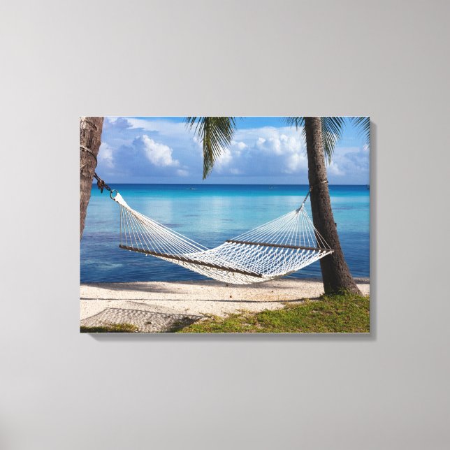 Relax On A Hammock Between Two Palm Trees Canvas Print (Front)