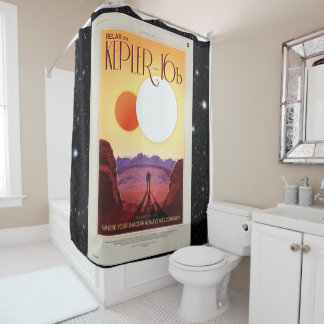 Relax on Kepler 16b holiday advert space tourism Shower Curtain