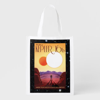 Relax on Kepler 16b space tourism advert Grocery Bag