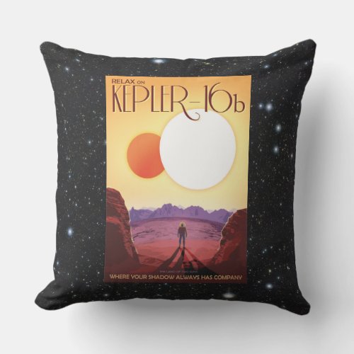 Relax on Kepler 16b space tourism advert Outdoor Pillow