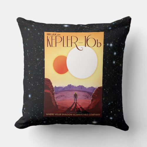 Relax on Kepler 16b space tourism advert Throw Pillow Relax on Kepler 16b space tourism advert Throw Pillow