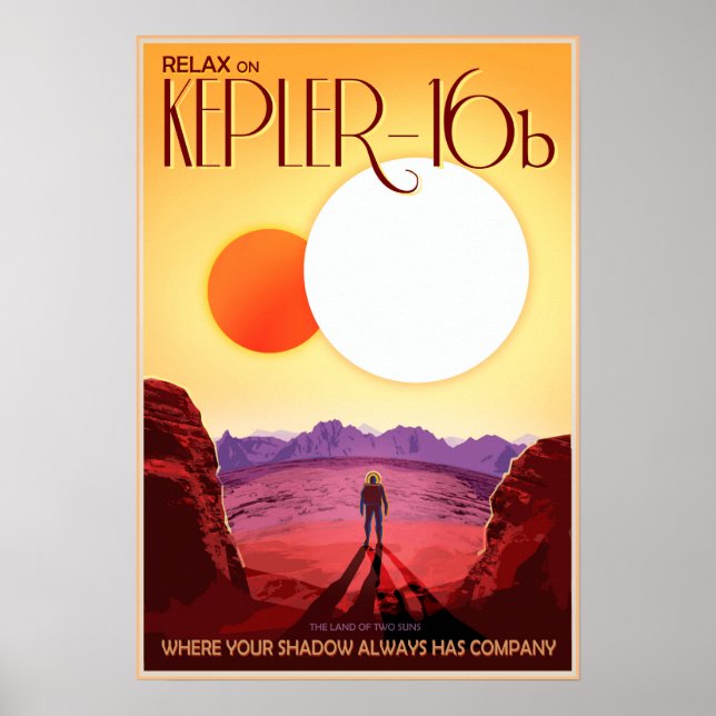 Relax on KEPLER-16b Two Suns NASA JPL Space Travel Poster (Front)