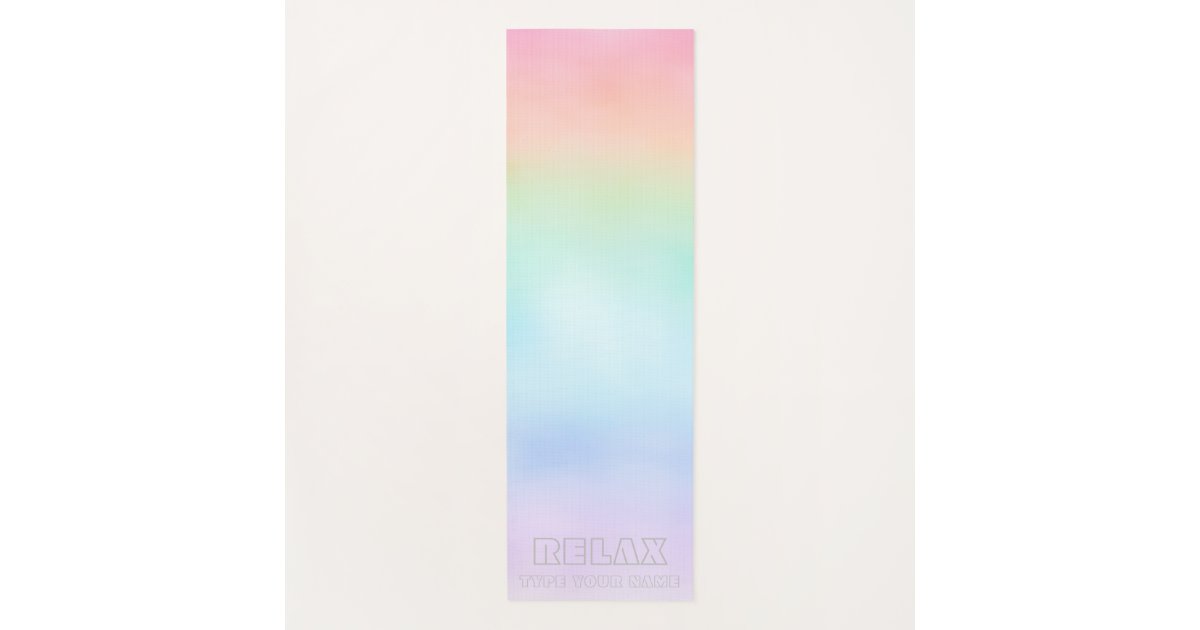 Pink Cute Rainbow and Stars Soft Pastel Colors Yoga Mat