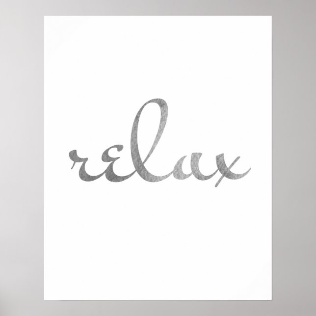 Relax print gray. Typography wall art minimalist (Front)