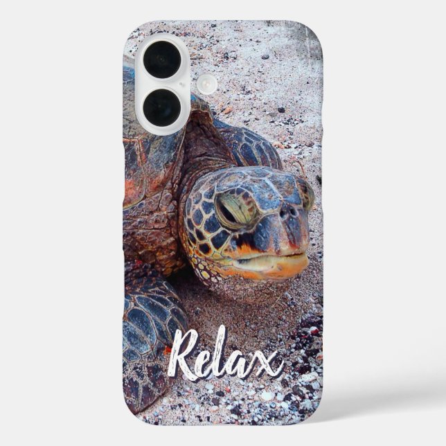 Relax Quote Hawaii Honu Sea Turtle Close-up Photo Case-Mate iPhone Case (Back)
