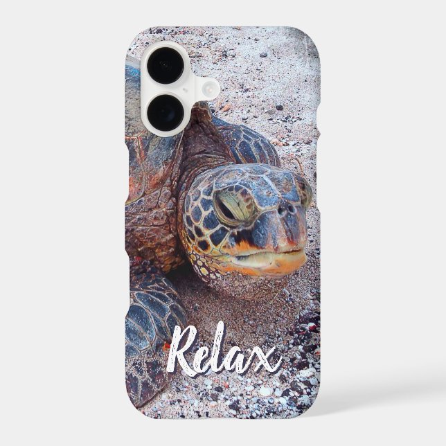 Relax Quote Hawaii Honu Sea Turtle Close-up Photo Case-Mate iPhone Case (Back)