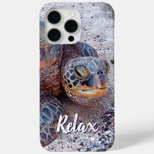 Relax Quote Hawaii Honu Sea Turtle Close_up Photo iPhone 15 Pro Max Case