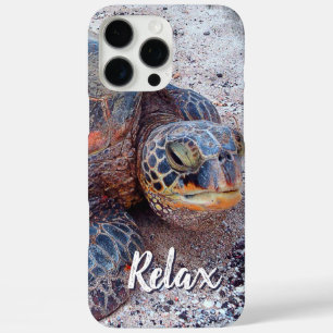 Relax Quote Hawaii Honu Sea Turtle Close-up Photo iPhone 16 Pro Max Case