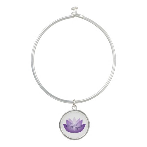 Relax Restore Renew Lovely Lavender Lotus  Bangle Bracelet