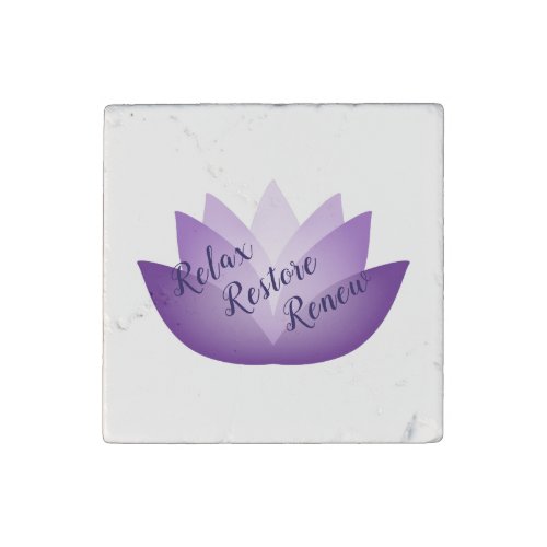 Relax Restore Renew Lovely Lavender Lotus  Stone Magnet