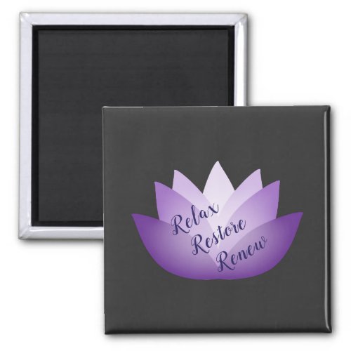 Relax Restore Renew Purple Lotus Flower Magnet
