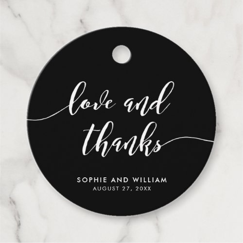 Relax Script Love and Thanks Custom Color Wedding Favor Tags