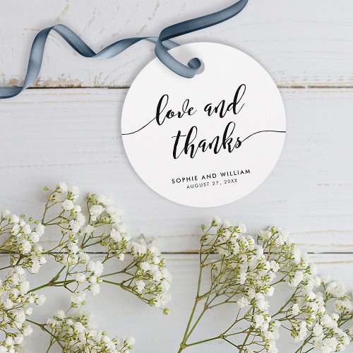 Relax Script Love and Thanks Wedding Favor Tags