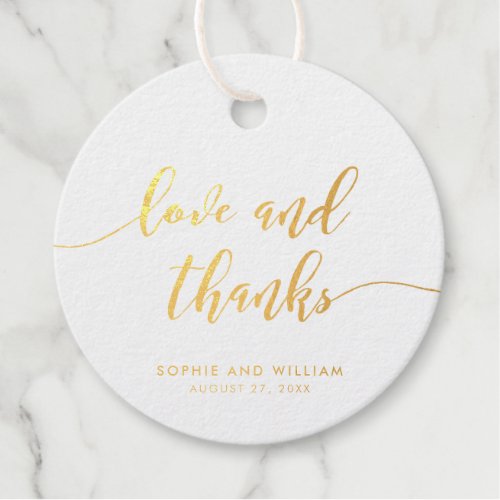 Relax Script Love and Thanks Wedding Foil Favor Tags