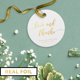 Relax Script Love and Thanks Wedding Foil Favor Tags