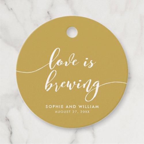 Relax Script Love is Brewing Custom Color Wedding Favor Tags