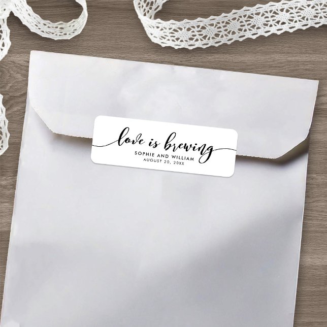 Relax Script Love is Brewing Wedding Favor Label (Creator Uploaded)