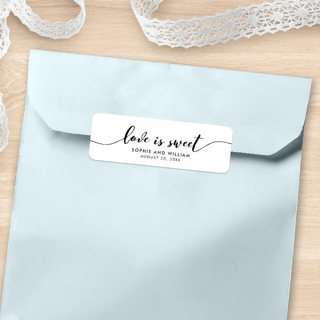 Relax Script Love is Sweet Wedding Favor Label (Creator Uploaded)
