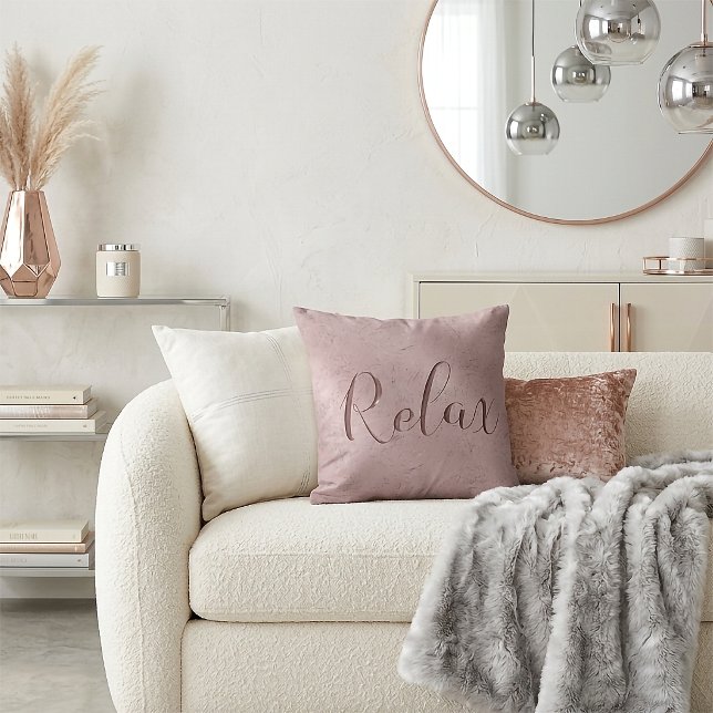 Relax Script Rose Throw Pillow (Creator Uploaded)