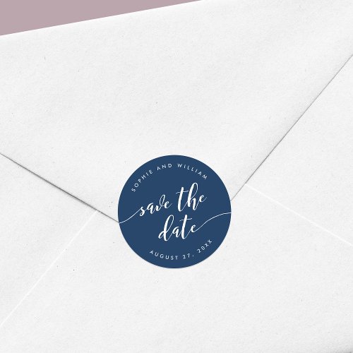Relax Script Save the Date Editable Color Classic Round Sticker
