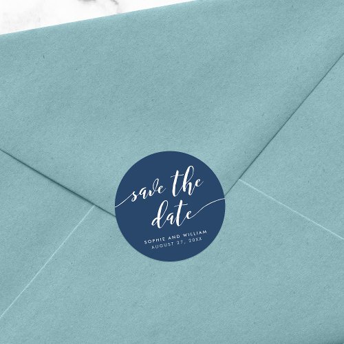 Relax Script Save the Date Editable Color Classic Round Sticker