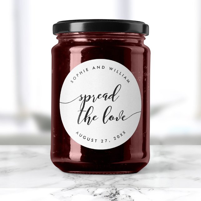 Relax Script Spread the Love Wedding Favor Classic Round Sticker (Creator Uploaded)