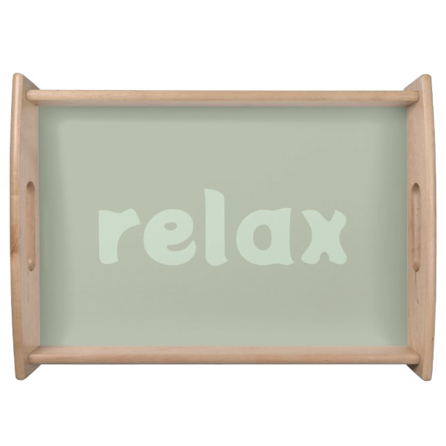 relax silver sage green  serving tray (Front)