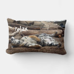 &quot;relax&quot; Sleeping Tiger Lumbar Pillow at Zazzle