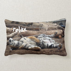 "Relax" Sleeping Tiger Lumbar Pillow