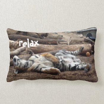 "relax" Sleeping Tiger Lumbar Pillow by FindingTheSilverSun at Zazzle