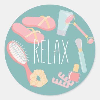 Relax Spa Things Round Classic Round Sticker by ComicDaisy at Zazzle