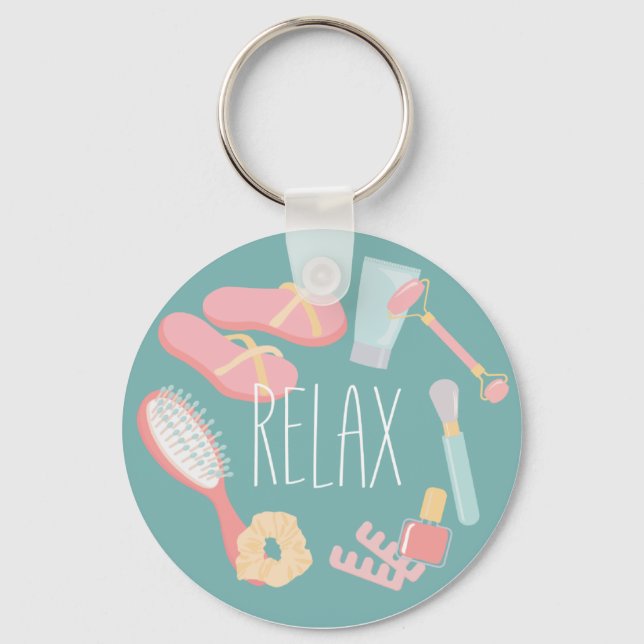 Relax Spa things round Keychain (Front)