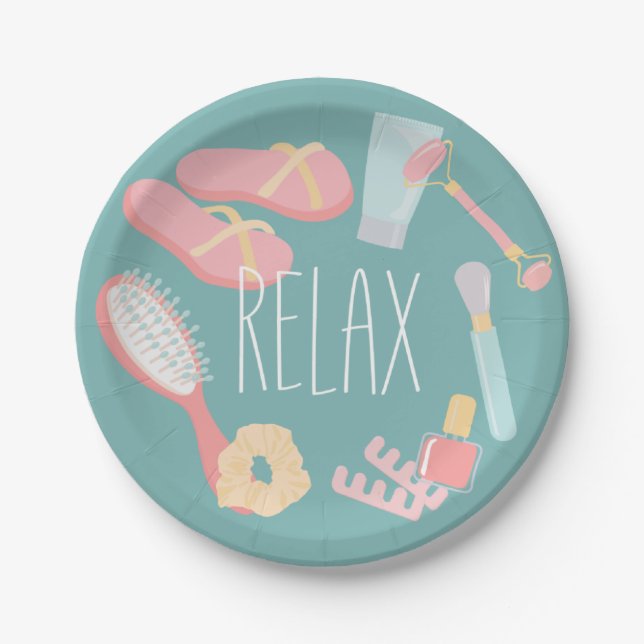 Relax Spa things round  Paper Plates (Front)