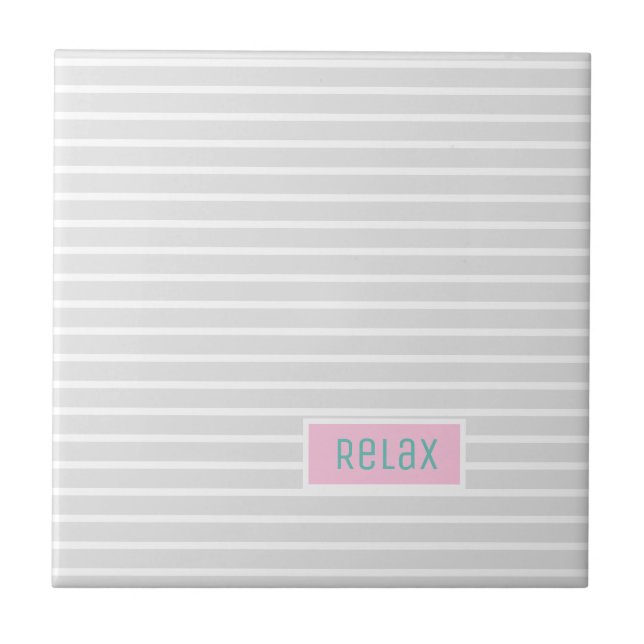 Relax Stripes Pale Pastel Theme Ceramic Tile (Front)