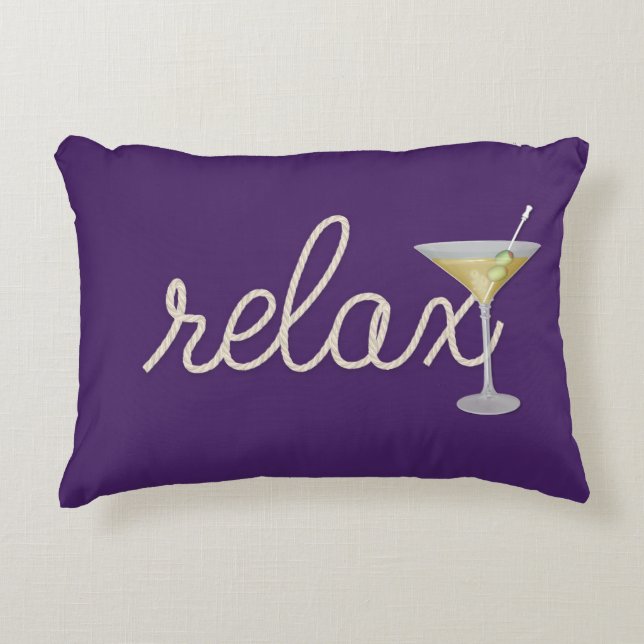 relax text nautical rope with martini accent pillow (Front)