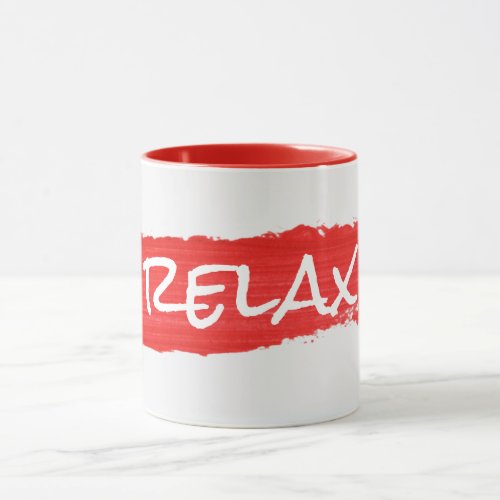 RELAX Text On Red Paint  Mug