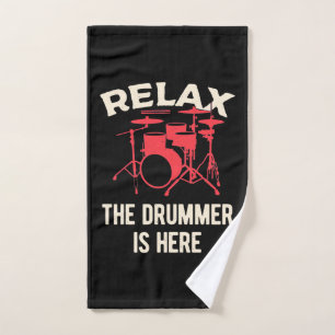 Relax The Drummer Is Here Hand Towel