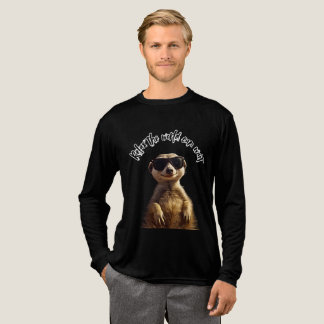 Relax – The World Can Wait | Cool Meerkat with Sun Tri-Blend Shirt