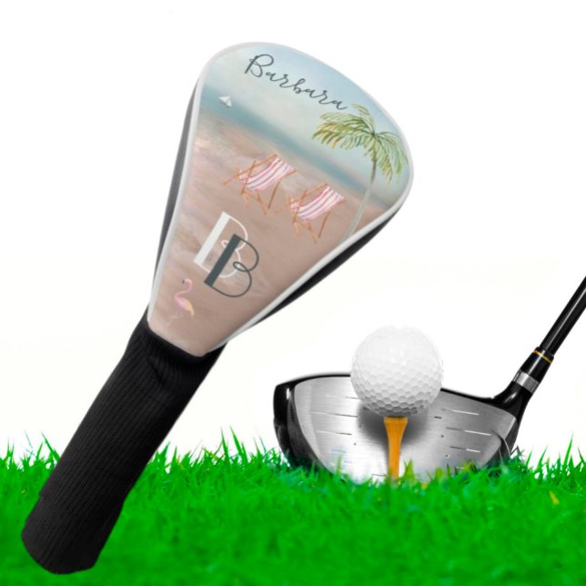 Relax Think Beach Then Swing Monogram First Name * Golf Head Cover (Creator Uploaded)