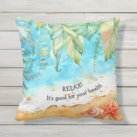 Relax Tropical Beach Outdoor Decor Throw Pillow