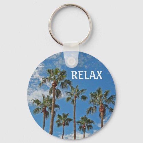Relax Tropical Palm Tree Photo Island Paradise Keychain