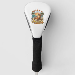 Relax & Unwind Beach Cat Vintage Engraving Design_ Golf Head Cover
