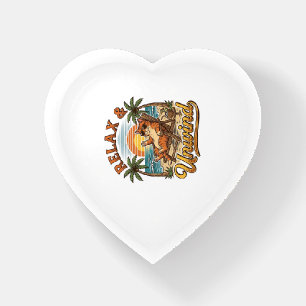 Relax & Unwind Beach Cat Vintage Engraving Design_ Paperweight