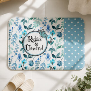 Relax & Unwind Teal Designer Patterned Bath Mat