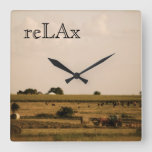 Relax Wall Clock With Pastoral Tractor Scene at Zazzle