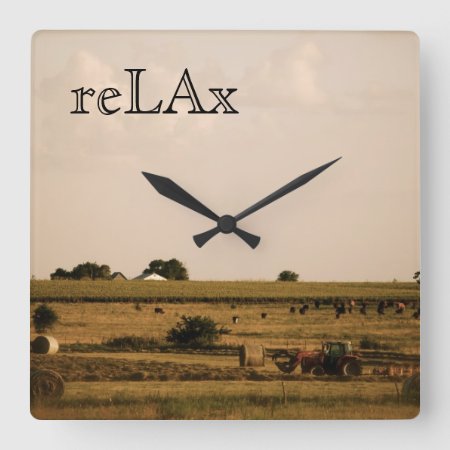Relax Wall Clock With Pastoral Tractor Scene