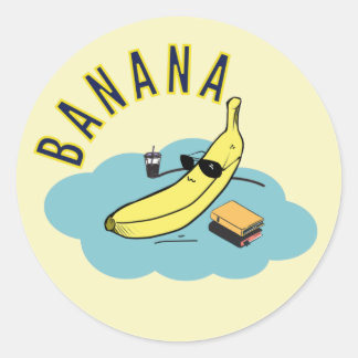 Relax with banana classic round sticker