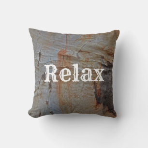 Relax Woodgrain Tree Bark Photo Brown Rustic Throw Pillow